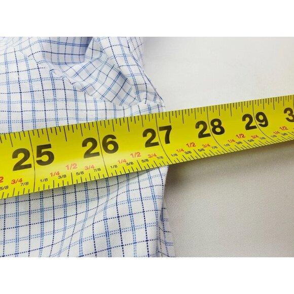 Stafford Regular Fit 18 36-37 White Black Blue Check Button Down Executive Shirt - Picture 2 of 9